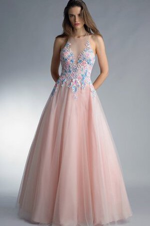 Organza rückenfreies Ärmelloses normale Taille A-Linie Ballkleid mit Rüschen - Bild 4