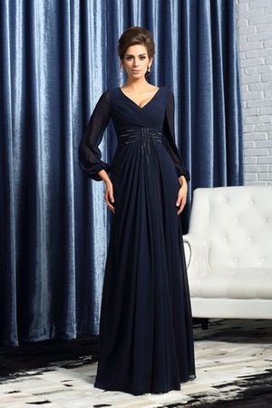 A Linie Lange Ärmeln Reißverschluss Brautmutterkleid aus Chiffon mit Empire Taille - Bild 1