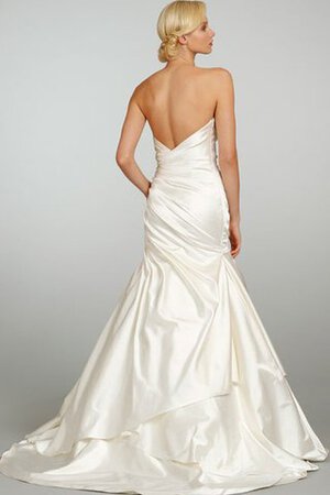 Robe de mariée naturel ruché manche nulle asymétrique a-ligne - Photo 2