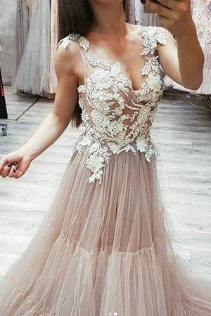 A Linie Ärmelloses Natürliche Taile Beliebt Ballkleid aus Tüll - Bild 2