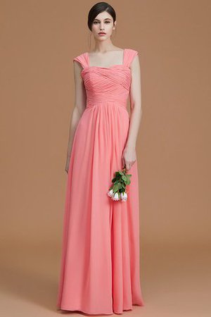 Robe demoiselle d'honneur naturel avec sans manches en chiffon a-ligne ruché - Photo 1