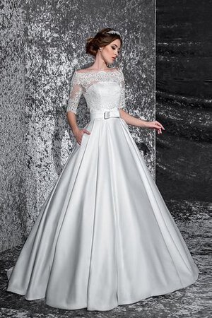 Abito da Sposa con Mezze Maniche Vintage Fuori dalla spalla in Pizzo Elegante con Piega - Foto 1