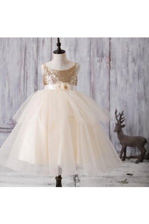 Robe de cortège enfant naturel brillant textile en tulle de lotus avec nœud - Photo 1