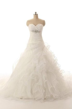 Vestido de Novia en Organza de Escote Corazón de Volantes Adorno de Cordón de Abalorio - Foto 1