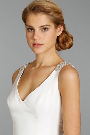 Robe de mariée de traîne courte textile taffetas de sirène avec gaze pendant - Photo 4