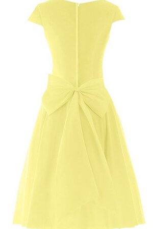 Plissiertes Chiffon Schaufel-Ausschnitt kurze Ärmeln Ballkleid mit Schleife mit Gürtel - Bild 4