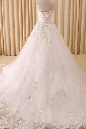 Abito da Sposa con Perline A-Line in pizzo in Raso Cuore in Tulle - Foto 2