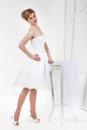 Robe de mariée plissé naturel manche nulle fermeutre eclair de col en cœur - Photo 4