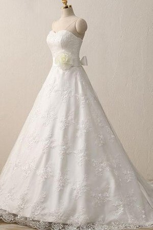 Robe de mariée grandiose avec broderie manche nulle de col en cœur en satin - Photo 1