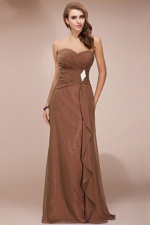 Robe demoiselle d'honneur longue avec perle en chiffon collant de lotus - Photo 3