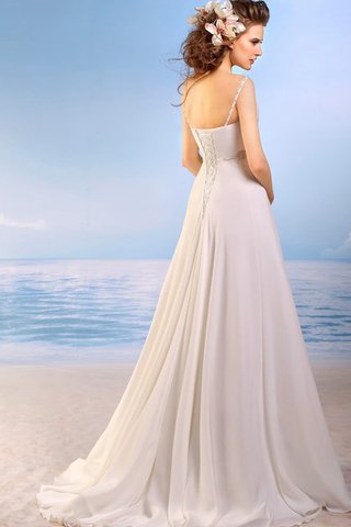 Robe de mariée naturel bandouliere spaghetti avec sans manches avec lacets avec chiffon - Photo 2