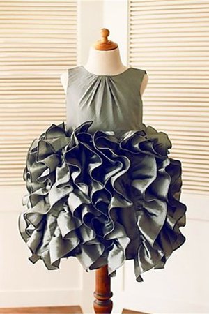 Tüll Normale Taille Ärmelloses Blumenmädchenkleid mit Breiter Träger mit Rüschen - Bild 1