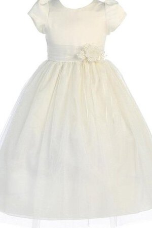 Robe de cortège enfant fermeutre eclair en satin avec fleurs en tulle avec nœud - Photo 1