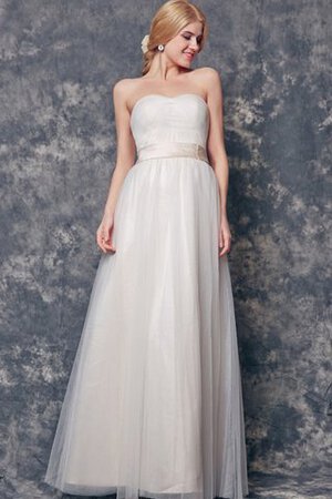 Gerüschtes Reißverschluss Elegantes bodenlanges Brautjungfernkleid mit Schleife mit Gürtel - Bild 1