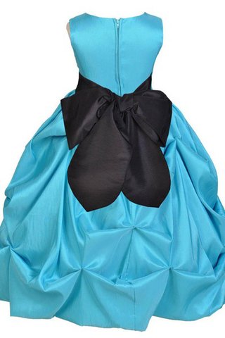 Abito da Cerimonia Bambini Tondo con Increspature in Taffeta con Fiore Cerniera A-Line - Foto 2