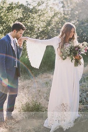 Abito da sposa lunghi onorevole all aperto con fusciacca retro con maniche lunghe - Foto 4