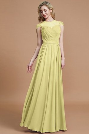 Normale Taille A-Linie Chiffon Kurze Ärmeln Brautjungfernkleid mit Schaufel Ausschnitt - Bild 13