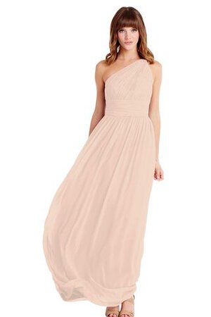 Robe demoiselle d'honneur plissé avec sans manches avec chiffon ruché d'épaule asymétrique - Photo 3