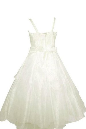 Abito da Cerimonia Bambini Senza Maniche Cerniera in Organza Naturale con Applique A Terra - Foto 3