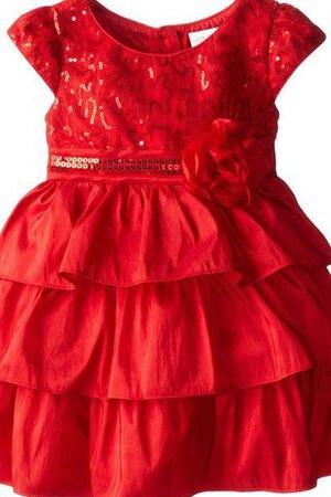 Robe de cortège enfant brillant avec manche épeules enveloppants avec gradins avec fleurs - Photo 1