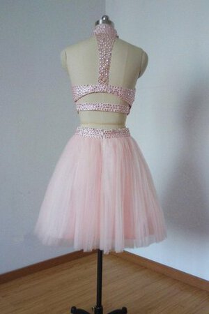 Robe fête de la rentrée de col haut 2 pice avec perle avec sans manches textile en tulle - Photo 3