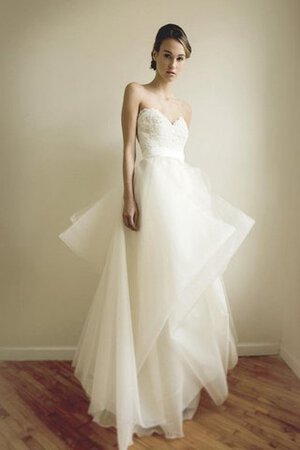 Robe de mariée de lotus manche nulle a-ligne jusqu'au sol en organza - Photo 3