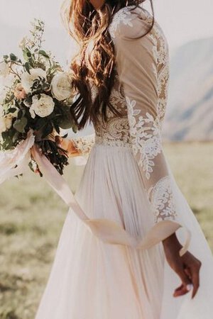 Abito da Sposa con Applique originale Lungo A Terra in Chiffon stravagante - Foto 3