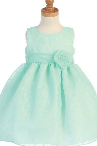 Abito da Cerimonia Bambini alta vita in Tulle mini Cerniera con Fiore Senza Maniche - Foto 2