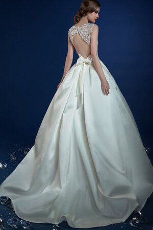 Abito da Sposa in Raso Senza Maniche con Applique decorato con Perline Naturale - Foto 2