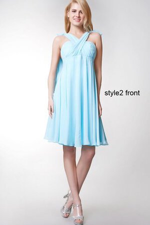 Robe demoiselle d'honneur simple plissage ligne a avec manche courte en chiffon - Photo 3