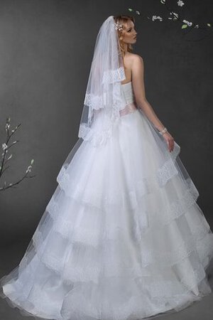 Vestido de Novia en Tul de Hasta el suelo de Escote Corazón de Natural de Escalonado - Foto 4