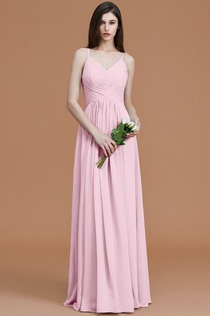 Robe demoiselle d'honneur naturel de princesse ruché avec chiffon avec sans manches - Photo 28