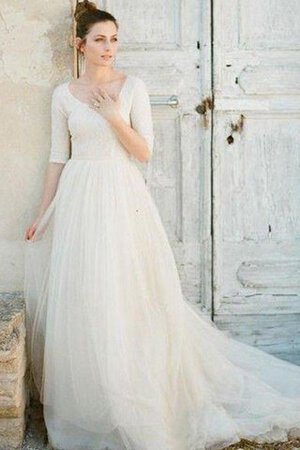 Abito da Sposa Spazzola Treno con Increspature tradizionale A-Line retro Formale E Informale - Foto 3