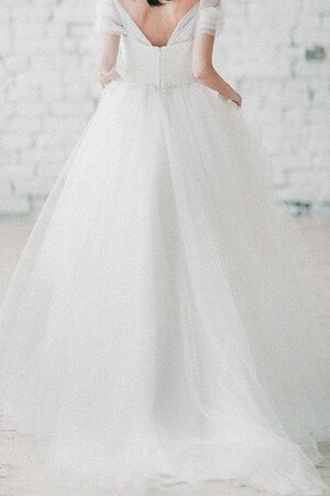 Robe de mariée luxueux croisade de traîne courte textile en tulle a-ligne - Photo 5