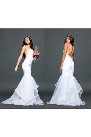 Abito da Sposa con Increspature Conotta Elegante in Chiffon sexy Spazzola Treno - Foto 4