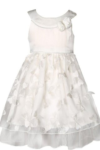 Robe de cortège enfant avec nœud avec manche épeules enveloppants appliques a-ligne - Photo 1