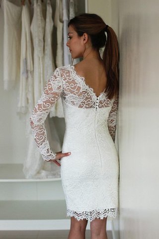 Robe de mariée modeste informel simple de col haut avec bouton - Photo 2