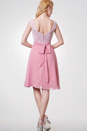 Robe demoiselle d'honneur plissé a-ligne avec manche courte en chiffon ceinture en étoffe - Photo 3