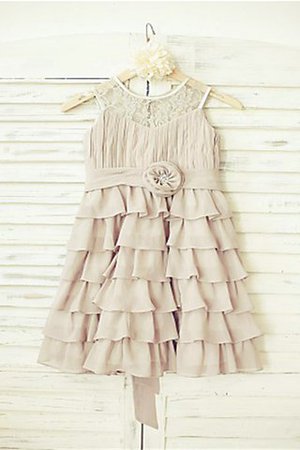 Robe de cortège enfant naturel a-ligne longueur au ras du sol avec zip avec fleurs - Photo 3