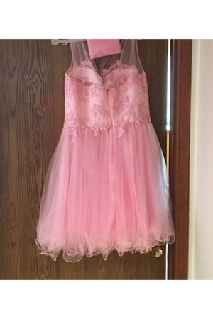 Robe de cocktail ligne a encolure ronde decoration en fleur en tulle de princesse - Photo 3