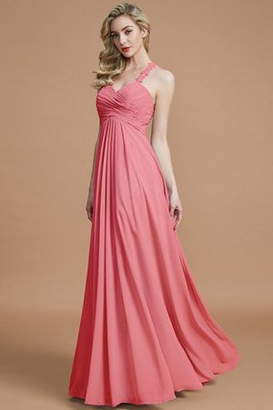 Robe demoiselle d'honneur avec zip jusqu'au sol manche nulle avec chiffon ruché - Photo 34