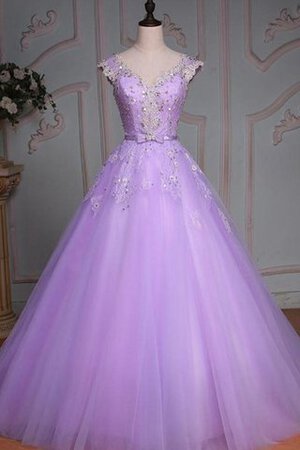 Vestido de Quinceañeras en Encaje de Flores de con Lentejuelas de Abalorio de Apliques - Foto 1