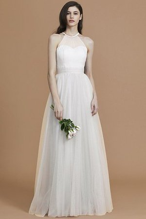 Nackenband Prinzessin Bodenlanges Brautjungfernkleid ohne Ärmeln mit Rüschen - Bild 22