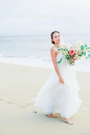 Abito da Sposa a Spiaggia Senza Maniche in Organza A-Line Naturale Cuore - Foto 4