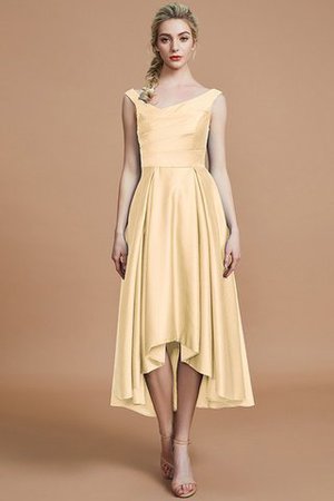 Robe demoiselle d'honneur naturel courte ligne a v encolure en satin - Photo 11