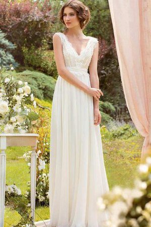 Robe de mariée nature facile de col en v a-ligne avec chiffon - Photo 1