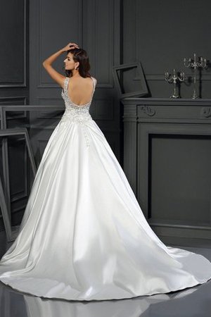 Robe de mariée longue encolure ronde de mode de bal en satin avec zip - Photo 2