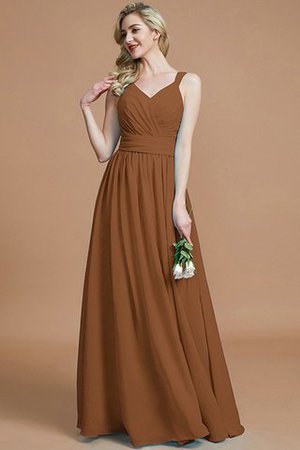 Robe demoiselle d'honneur naturel avec chiffon ligne a v encolure - Photo 10