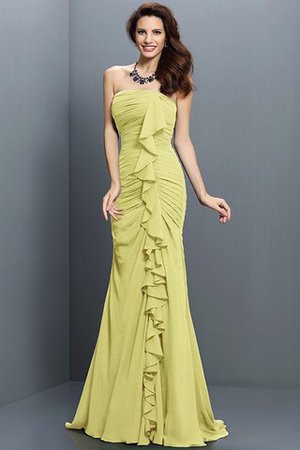 Robe demoiselle d'honneur plissage longue avec zip en chiffon de bustier - Photo 6