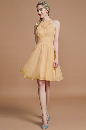 Robe demoiselle d'honneur courte naturel avec sans manches col u profond en chiffon - Photo 16